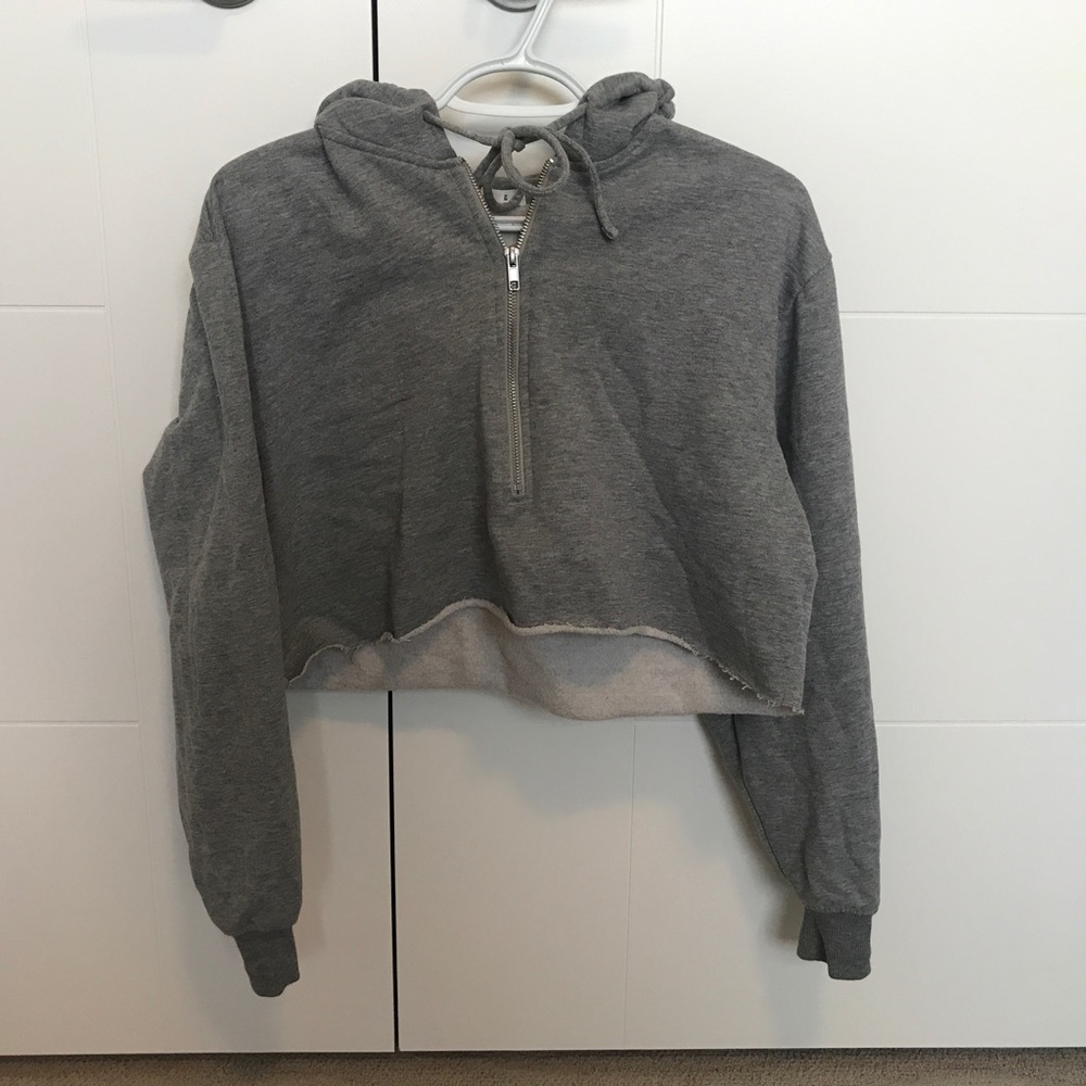 garage grey cropped hoodie